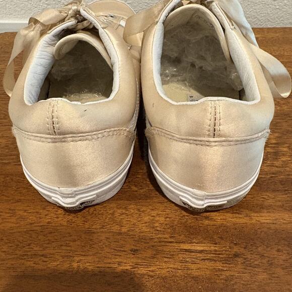 Vans Old Skool Shoes Women 9.5 Ballet Pink Champagne Satin Ribbon Laces Skate - Picture 4 of 10